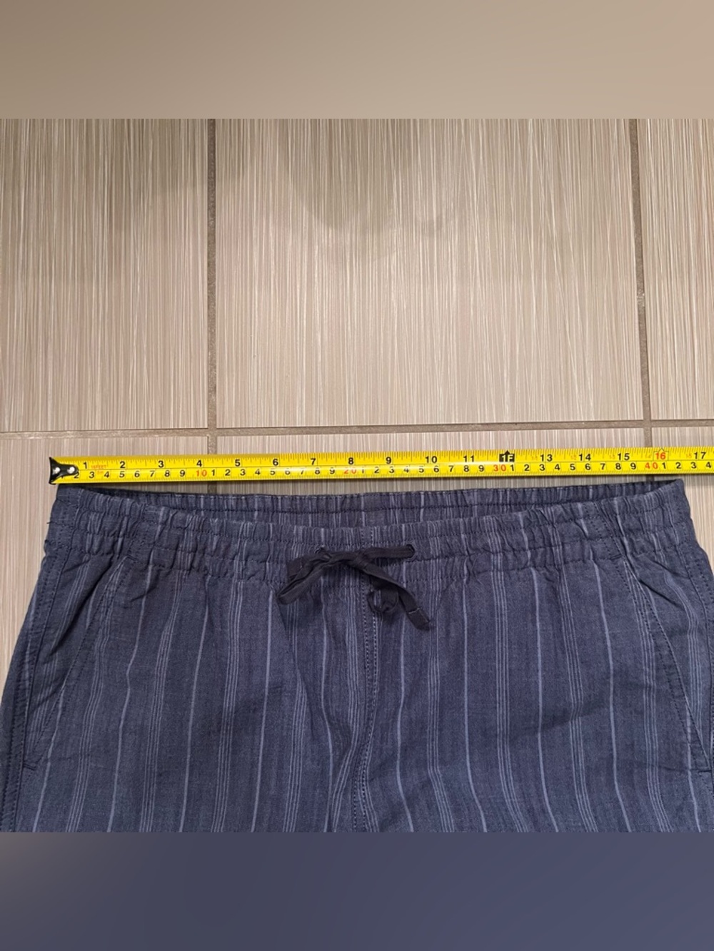 LL Bean Favorite Fit Pants cotton striped navy - Picture 9 of 14